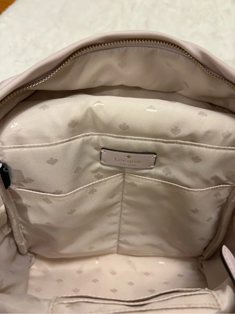 kate spade Pale Pink Nylon Mini Backpack with Gold Hardware